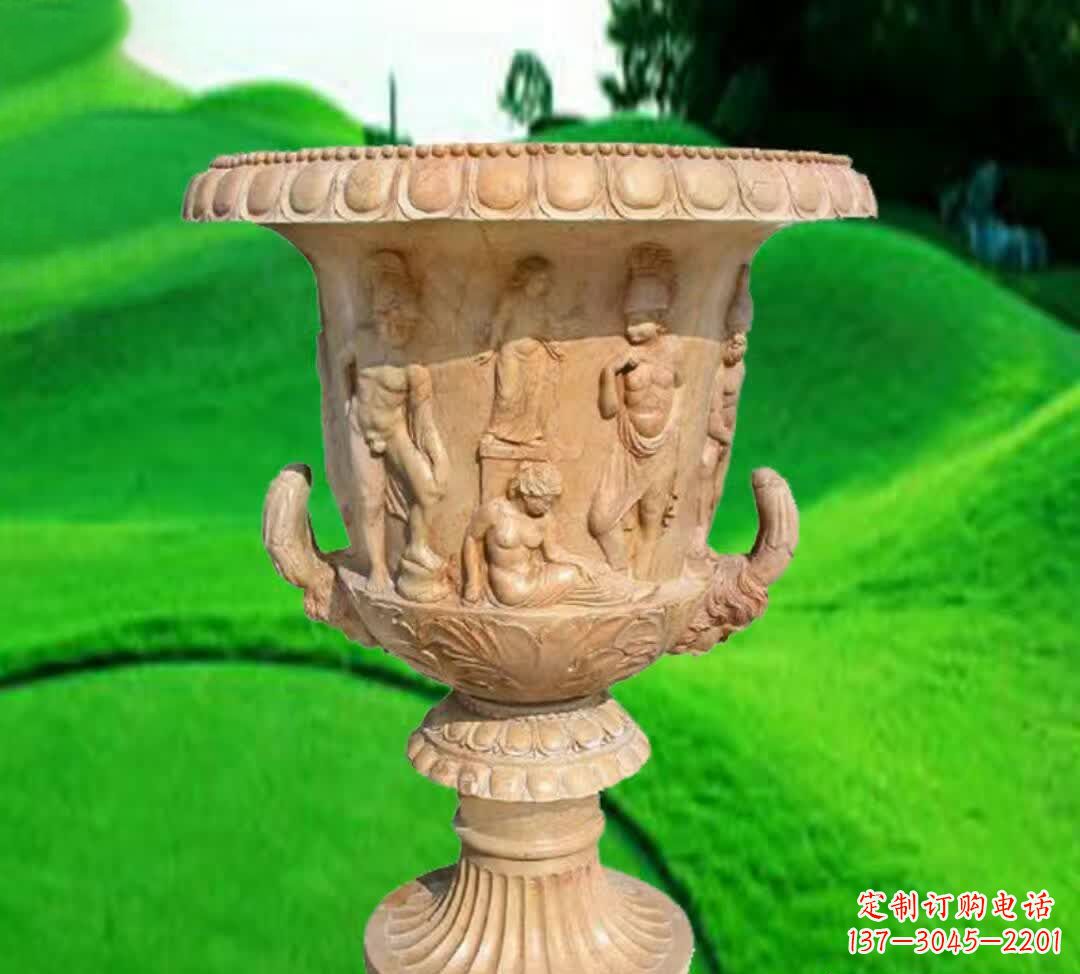 长春晚霞红欧式花盆石雕