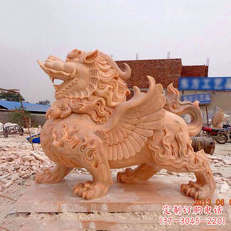 长春晚霞红貔貅雕塑