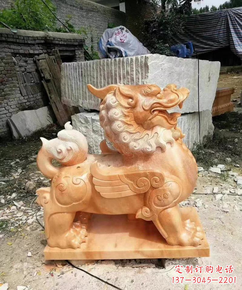 长春晚霞红貔貅雕塑1