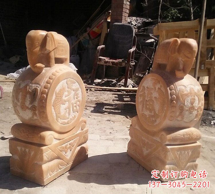 长春晚霞红小象门墩