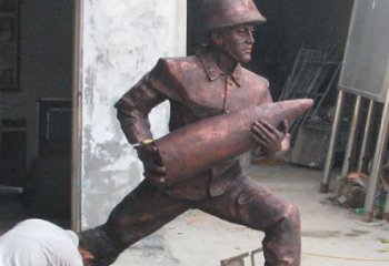 长春铜雕炮弹战士，象征勇气和决心
