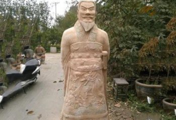 长春中领雕塑：以秦始皇晚霞红石雕像闻名