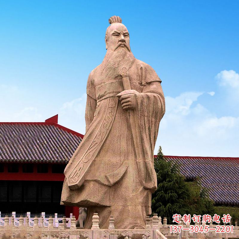 长春魏武帝曹操砂岩石雕塑像