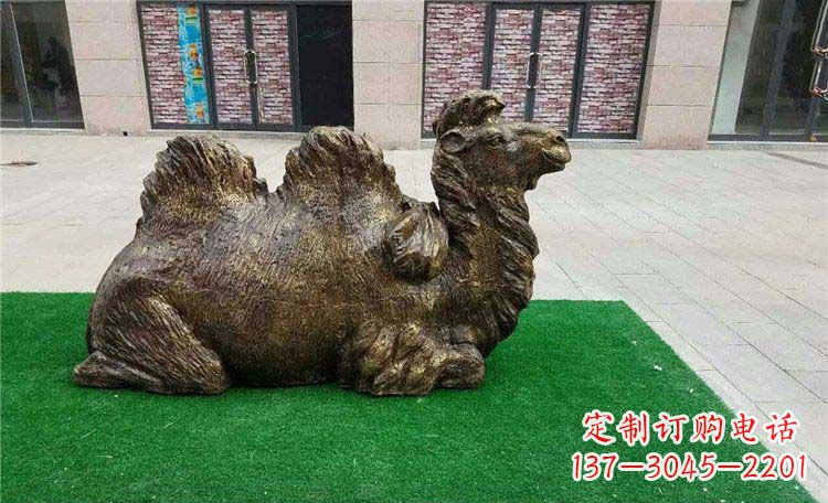 长春卧着的骆驼动物铜雕