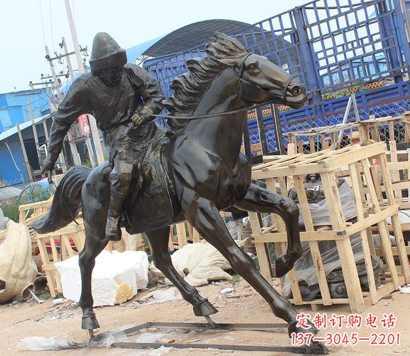 长春现代骑马人物公园景观铜雕