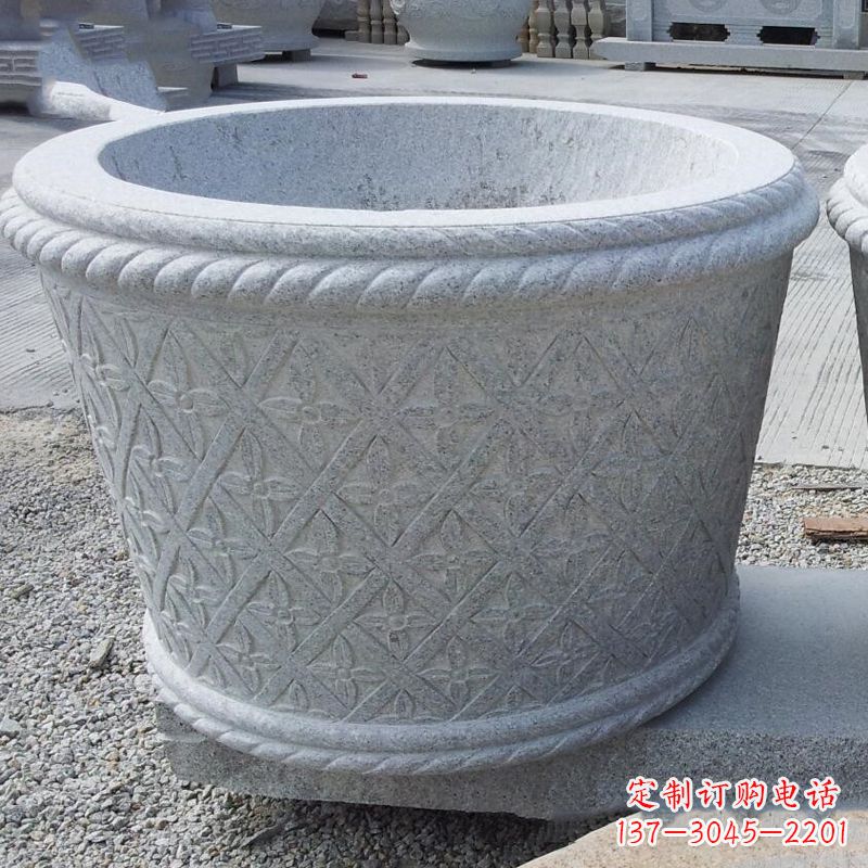 长春现代石雕花盆雕塑