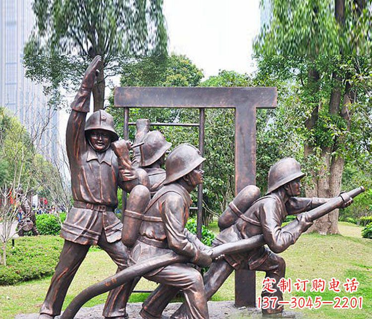 长春消防员人物铜雕 (2)