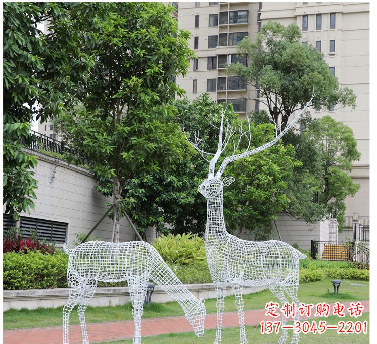 长春小区不锈钢镂空梅花鹿鹿雕塑