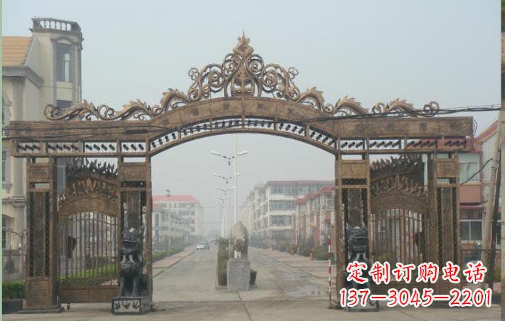 长春小区不锈钢门口牌坊雕塑