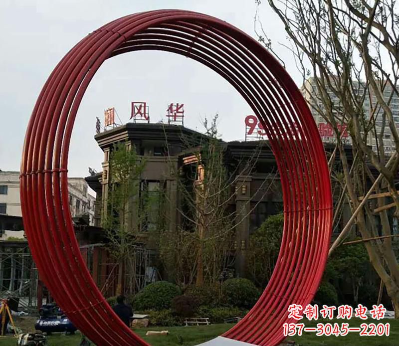 长春小区不锈钢圆环景观雕塑