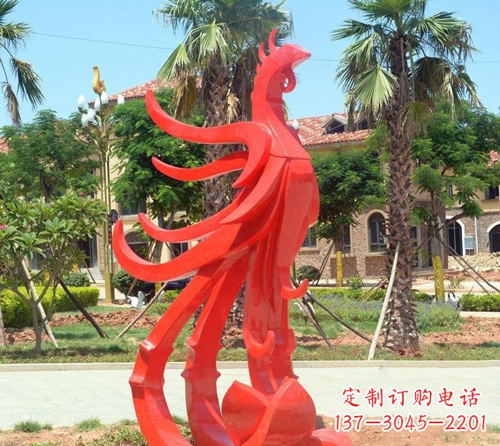 长春小区抽象不锈钢凤凰雕塑