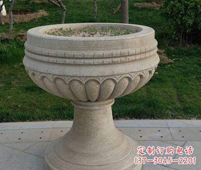 长春小区大理石花盆摆件石雕