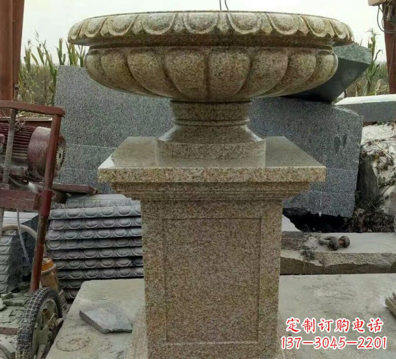 长春小区花岗岩花盆雕塑