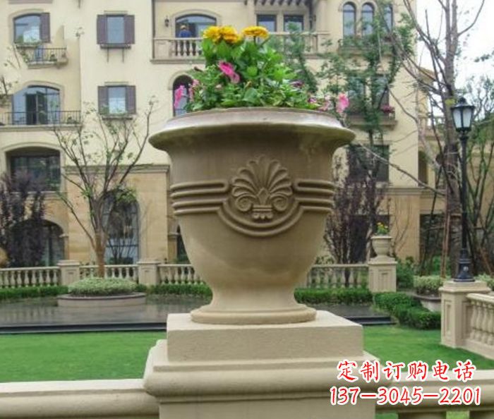 长春小区景观大理石花盆石雕 (5)