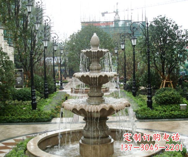 长春小区景观大理石喷泉石雕 (4)