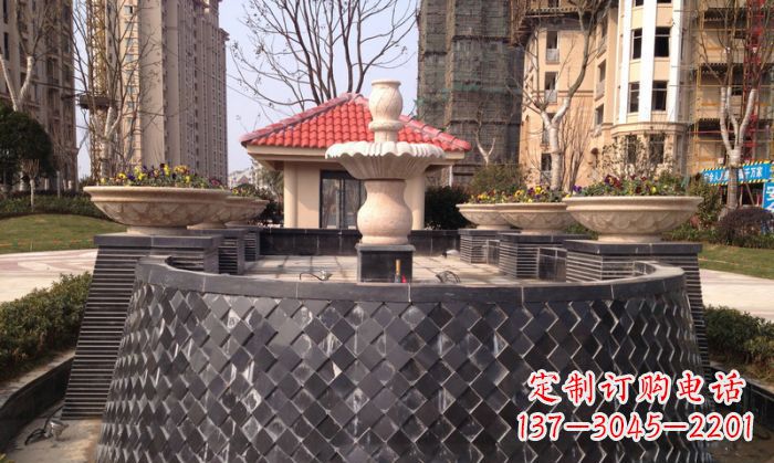 长春小区景观大理石喷泉石雕 (3)
