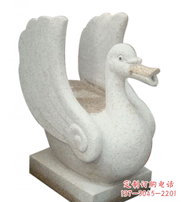 长春小区景观大理石天鹅喷泉石雕 (2)