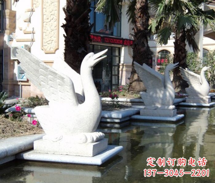 长春小区景观大理石天鹅喷泉石雕