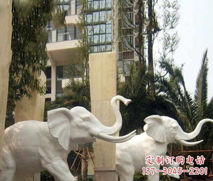 长春小区景观汉白玉大象石雕