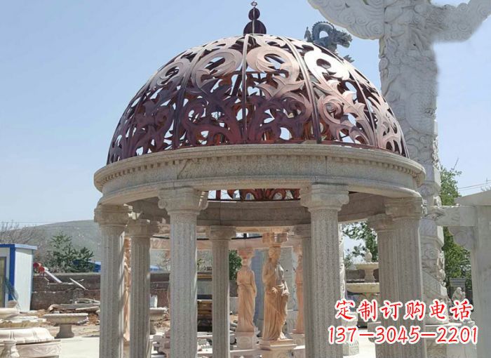长春小区欧式圆顶凉亭石雕 (3)