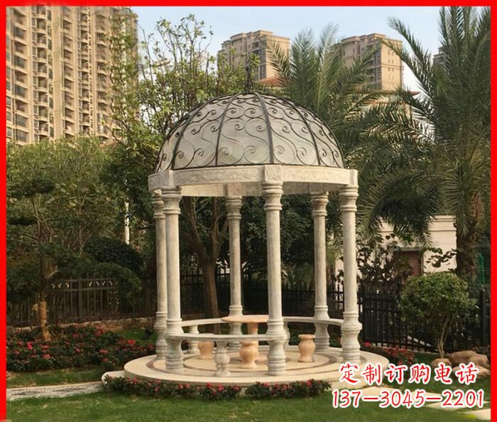 长春小区欧式圆顶凉亭石雕 (2)