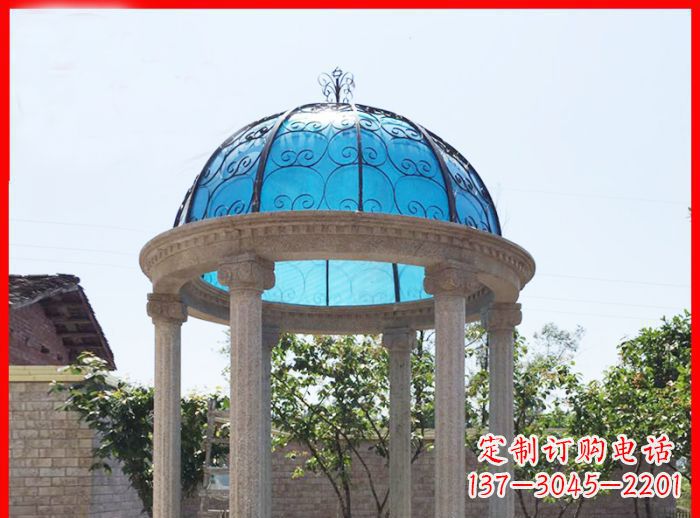 长春小区欧式圆顶凉亭石雕_2