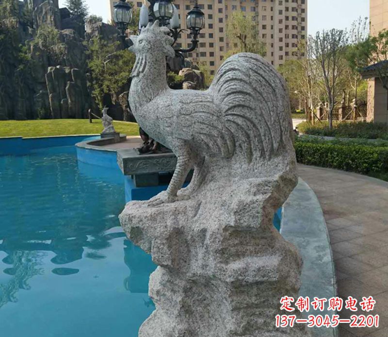 长春小区十二生肖鸡动物石雕