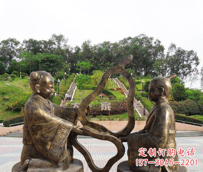 长春校园抽象孔融让梨铜雕