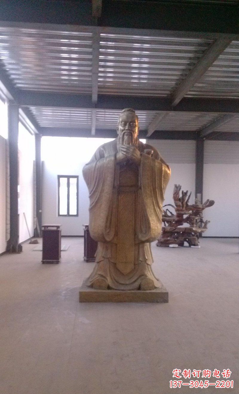 长春校园仿铜老子玻璃钢名人雕塑