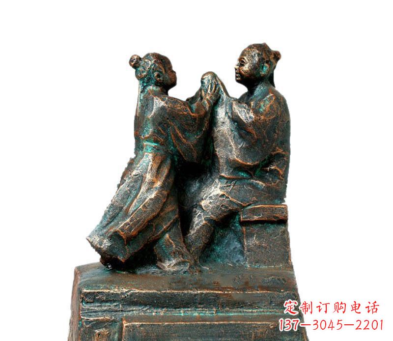 长春校园古代孔融让梨人物铜雕