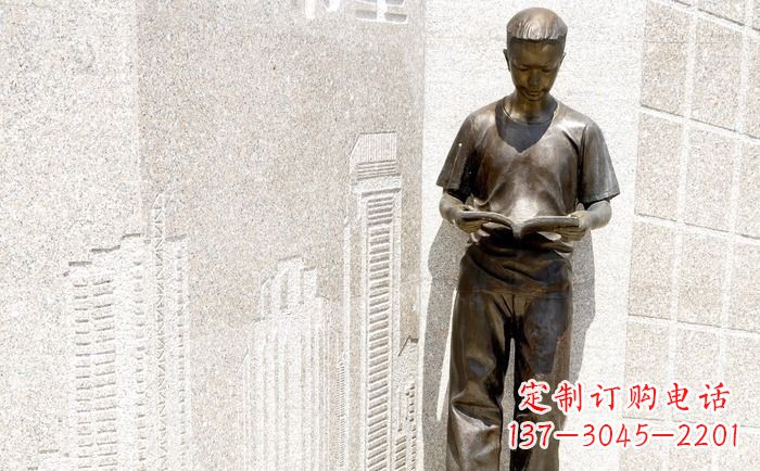 长春校园看书的学生人物铜雕
