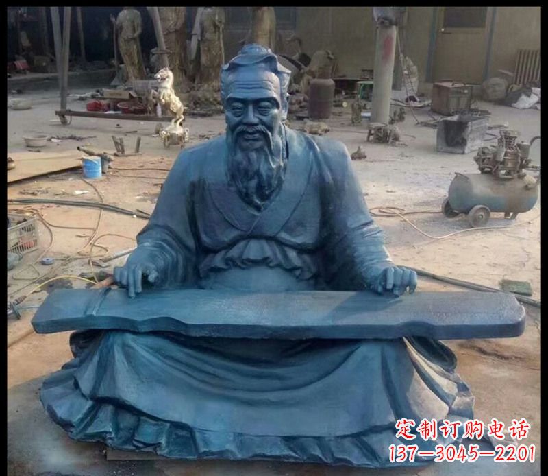长春校园孔子弹琴铜雕