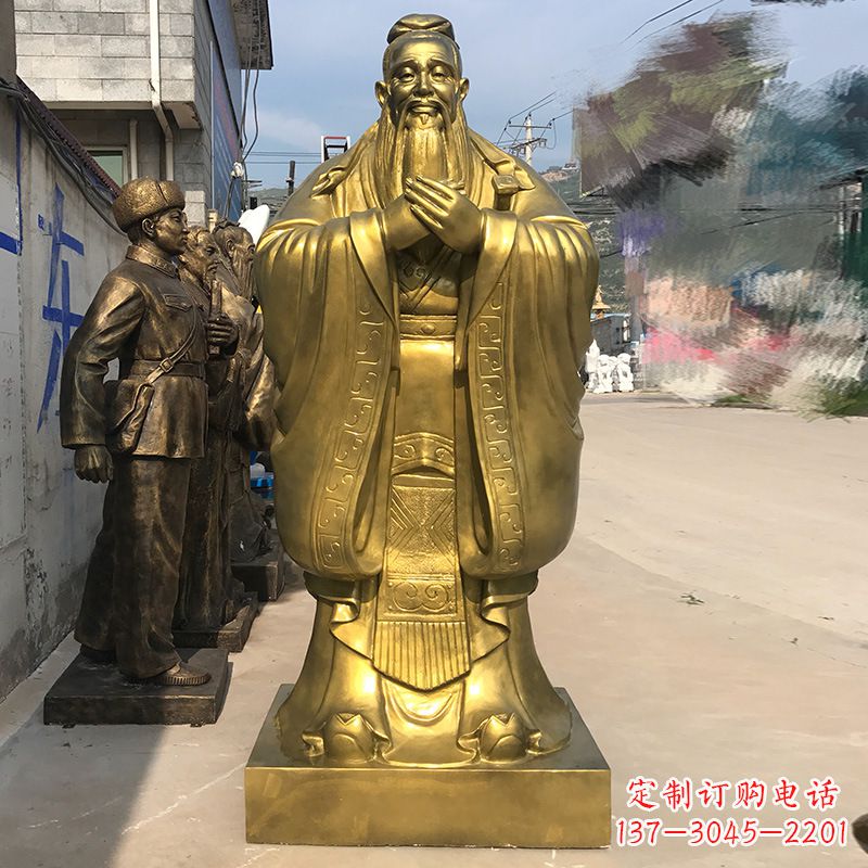 长春校园孔子铜雕像