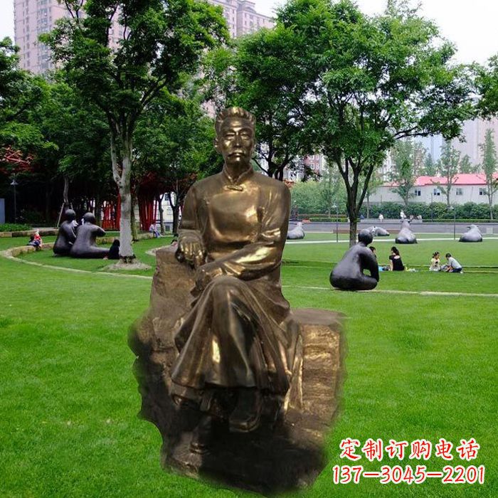 长春校园名人鲁迅先生玻璃钢仿铜雕像