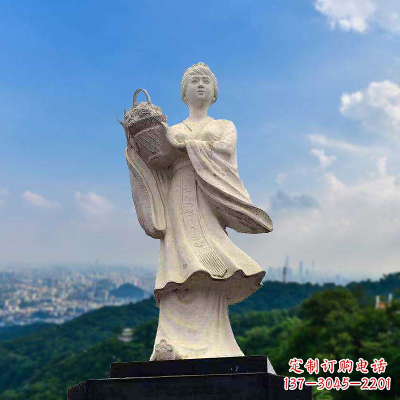 长春虞姬景观石雕像-景区园林古代美女雕塑