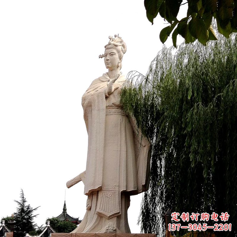 长春虞姬砂岩石雕-景区园林古代人物著名美女雕像