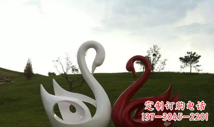 长春园林不锈钢抽象天鹅雕塑