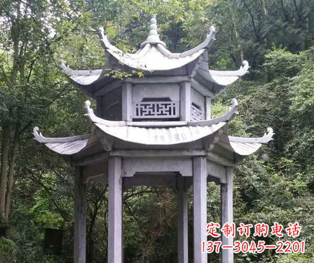 长春园林仿古石凉亭景观石雕 (3)