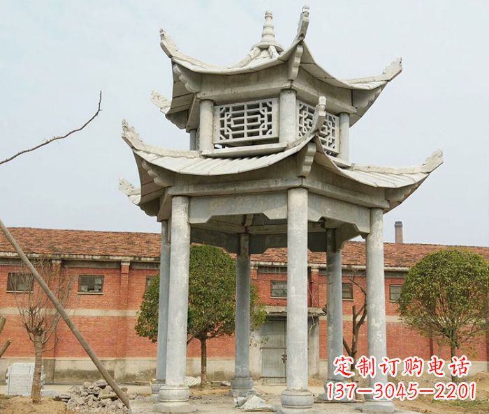 长春园林仿古双层石雕凉亭 (2)