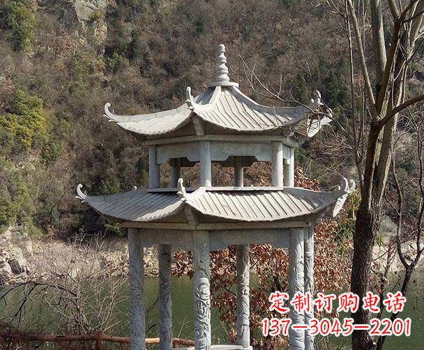 长春园林仿古双层石雕凉亭