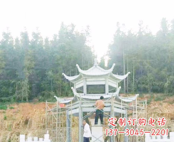 长春园林仿古双层石凉亭景观石雕 (2)