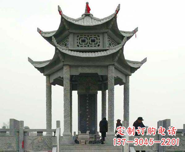 长春园林仿古双层石凉亭景观石雕