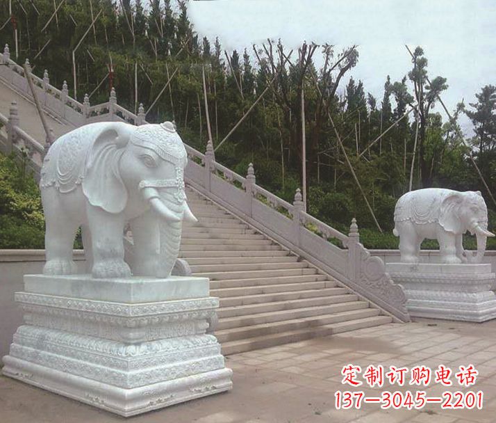 长春园林汉白玉大象景观石雕
