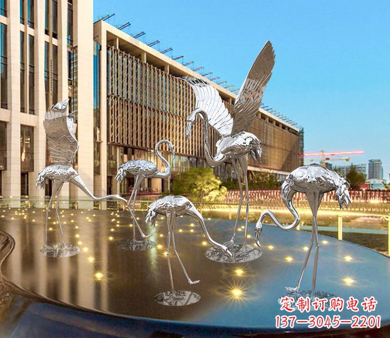 长春园林火烈鸟不锈钢雕塑