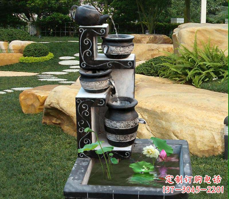 长春园林景观茶壶流水池石雕