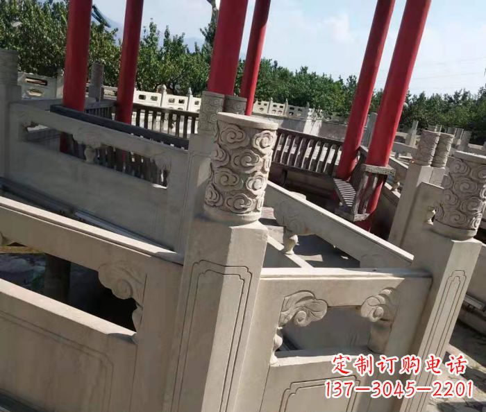 长春园林景观大理石桥栏板石雕 (3)
