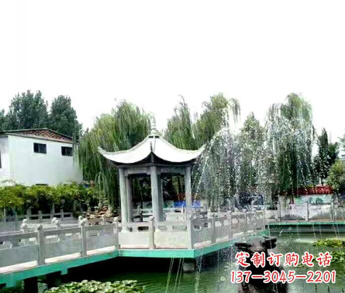 长春园林景观单层六角石雕凉亭