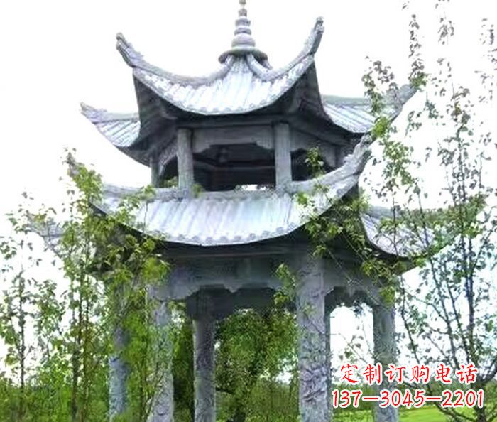 长春园林景观仿古六角石凉亭