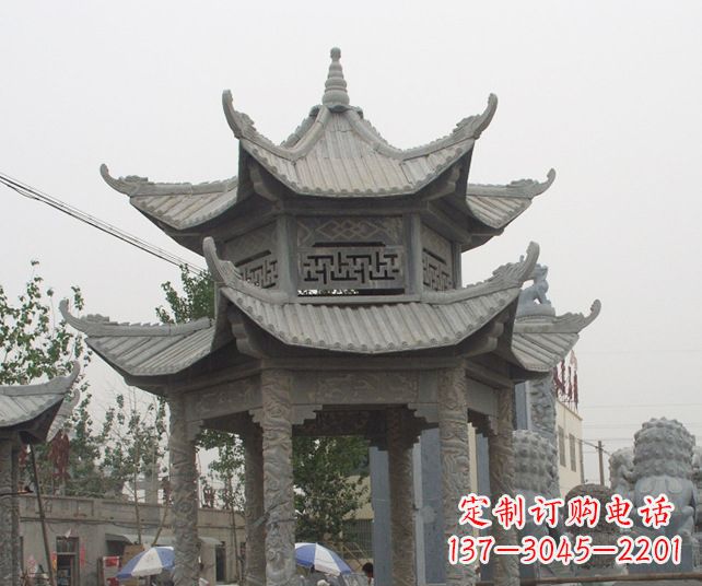 长春园林景观仿古石雕凉亭 (2)
