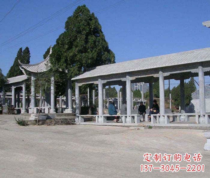 长春园林景观仿古石雕长廊凉亭 (2)